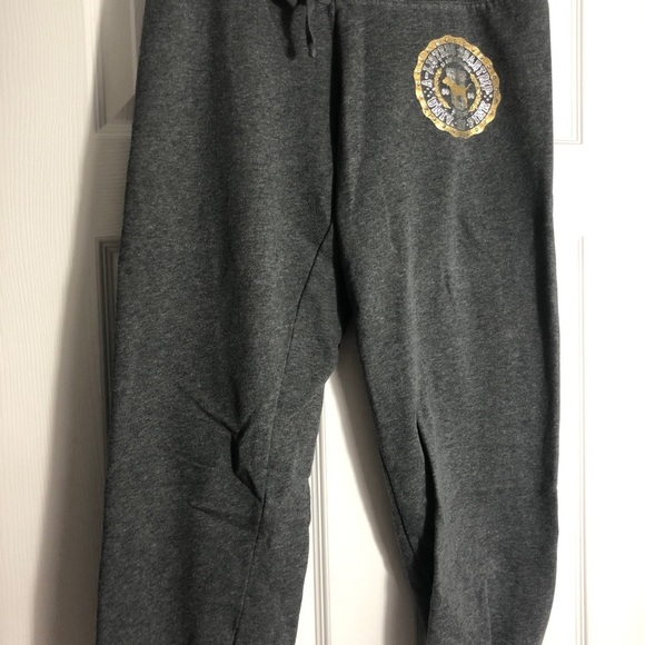 Pink grey cropped sweat pants w/ rhinestone detail - Picture 4 of 5
